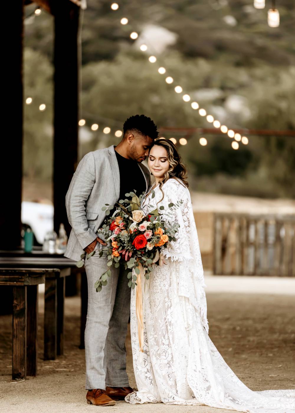 Blissful Couple at Reception at Manzanita Hollow, elegant country wedding venue in San Diego County